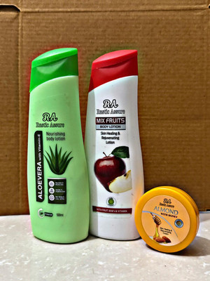 Rastic Assure 2 Pic Alovera & Mix Fruit 100ml Body Lotion & 1 Pic Almond 15ml Cream(215 ml)