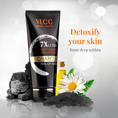 VLCC 7X Ultra Whitening & Brightening Charcoal Peel Off Mask - Deep Cleans(100 g)