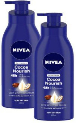 NIVEA Body Lotion for Very Dry Skin, Cocoa Nourish, with Coconut Oil & Cocoa Butter, For Men & Women (400 ml) (PACK OF 2)(800 ml)