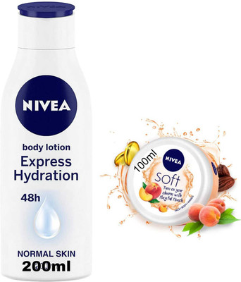 NIVEA Express Hydration 200ml & Peach Cream 200ml Combo(400 ml)