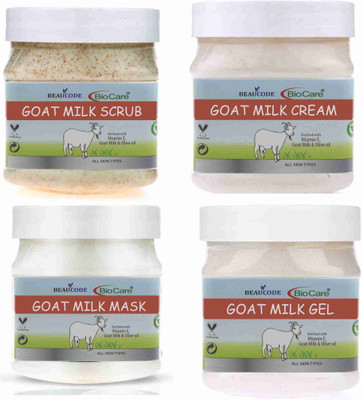 BEAUCODE BioCare Goat Milk Facial Kit 250gm Each For Women & Men For All Skin Types(4 x 250 ml)