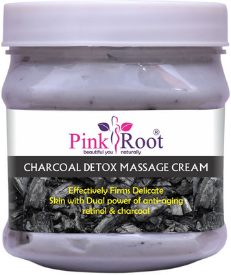 PINKROOT Charcoal Detox Massage Cream Effectively Firms Delicate Skin with Dual Power of anti-aging Retional & Charcoal(500 ml)