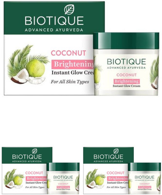 BIOTIQUE Advance Ayurveda Coconut Brightening Instant Glow Cream 50G (Pack of 3)(150 g)