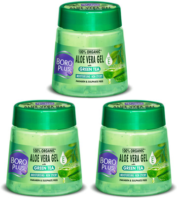 BOROPLUS Aloevera Gel With Green Tea 200ml Pack Of 3(600 ml)