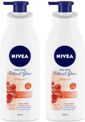 NIVEA Natural Glow Cell Repair SPF 15 Lotion 400ML (Set of 2)(800 ml)