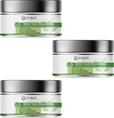 Zorba Green Tea & Niacinamide Face Moisturizing Cream Pack-3(150 g)