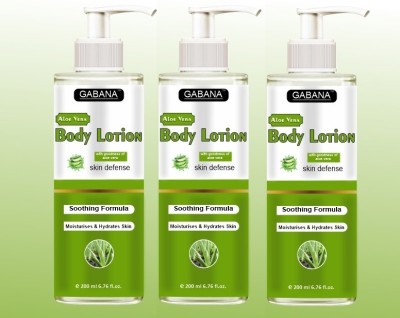 GABANA Aloe Vera Deep Nourishing & Brightening Body Lotion (200ml) Pack of 3(600 ml)