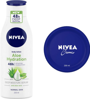 NIVEA Aloe Hydration Body Lotion 200 ML & Creme 200 ML(400 ml)