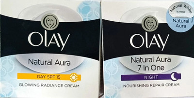 OLAY natural Aura day cream spf-15 50g + natural Aura 7 in One night cream 50g(100 ml)