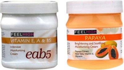 feelhigh Papaya Skin brightening Cream 500ml & Vitamin e,a ,b5 Cream-500ml(500 ml)