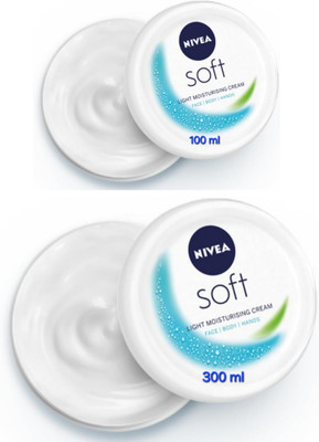 NIVEA Soft Light Moisturizing Cream - 100ml & 300ml (Pack of 2)(400 ml)