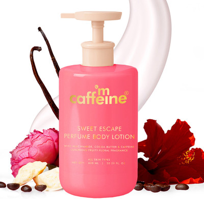 mCaffeine Sweet Escape Perfume Body Lotion | Deeply Moisturizes | Fruity-Floral Scent(600 ml)