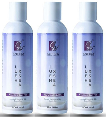 SNEIRA LUXESHEA nourishing body milk Body Lotion 48H Moisturization for ( PACK OF 3 )(600 ml)