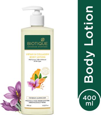 BIOTIQUE Ubtan & Collagen Brightening Body Lotion | Brightening & Glow |24H Deep Moisture(400 ml)