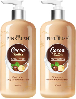 THE PINK RUSH Body Lotion (Cocoa Butter) Pack of 2 400ml Each Smooth Skin Body And Face(800 ml)