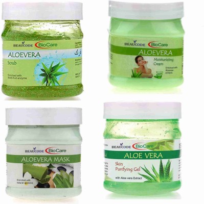 BEAUCODE BioCare Natural Aloe Vera Face For Scrub+gel+mask+creamWomen & Men(1000 ml)