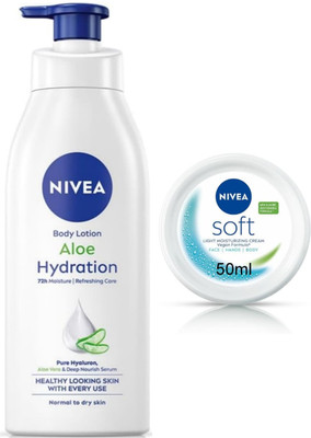 NIVEA Aloe Hydration 400ml & Soft Cream 50ml set of 2(425 ml)