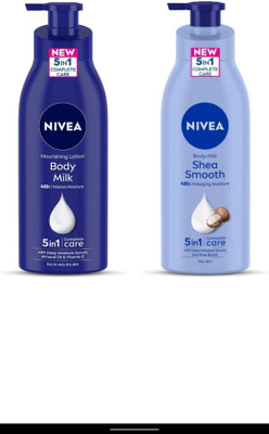 NIVEA Body Milk Lotion 400 Ml & Shea Smooth Lotion 400 Ml(800 ml)