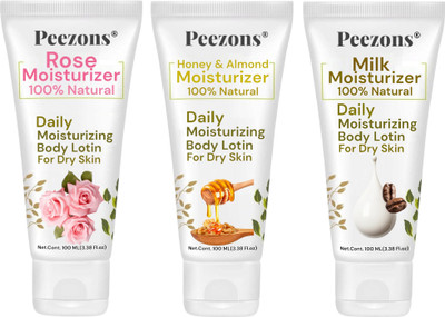 Peezons Rose With Honey & Almond With Milk Body Lotion For Smooth Skin In Sumer(300 ml)