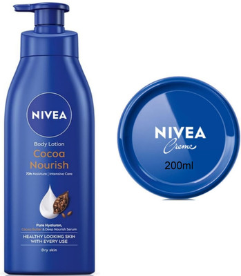 NIVEA Cocoa Nourish 400ml Blue creme 200ml Set of 2(600 ml)
