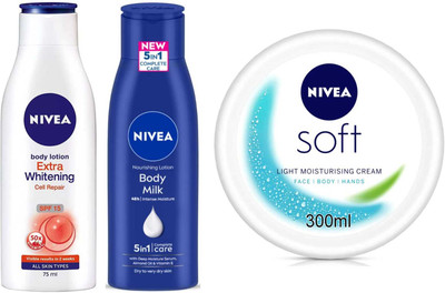 NIVEA Cell Repair 75ml Bodymilk 75ml Soft Cream 300ml Set of 3pc(450 ml)