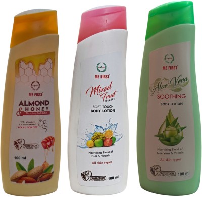 ME FIRST ALMOND + MIX FRUIT + ALOEVERA BODY LOTION ( 100ML × 3 )(300 ml)