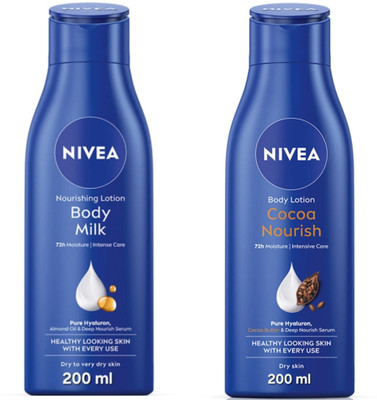 NIVEA BODY MILK BODY LOTION 200 ML & COCOA NOURISH BODY LOTION 200 ML(400 ml)