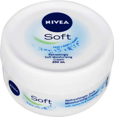 NIVEA Soft Moisturizing Cream For for Face, Hand & Body, Non-Greasy Cream(200 ml)