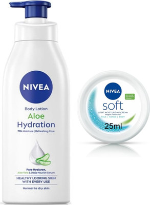 NIVEA Aloe Hydration 400ml & Soft Cream 25ml set of 2(425 ml)