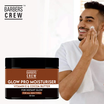 Barbers Crew Glow Pro Instant Glow Moisturizer Face Cream With Vitamin-E, & Cocoa Butter-(50 g)