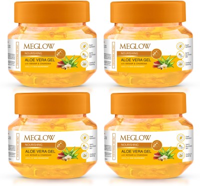 meglow Aloe Vera Gel with Kesar & Chandan | Ayurvedic formula for Skin Nourishment(400 g)