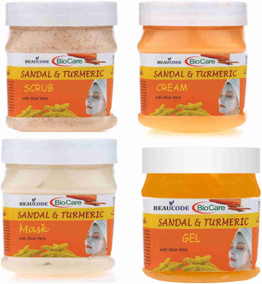 BEAUCODE BioCare Sandal & turmeric Facial Kit 250gm Each For Women & Men For All Skin Types(4 x 250 ml)