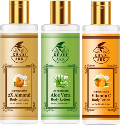 Khadi Ark Almond, Aloe Vera & Vitamin C Body Lotion For Soft Touch, Silky Glowing Skin(600 ml)