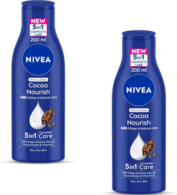 NIVEA Cocoa Nourish 5 in 1 Complete Care Body Lotion 200ml (Pack of 2)(400 ml)