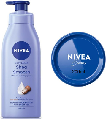 NIVEA Smooth Milk 400ml Blue creme 200ml Set of 2(600 ml)