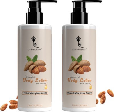 La'bangerry Daily Nourishing Almond Body Lotion | Moisturise and Nourishes Skin (Pack of 2)(300 ml)