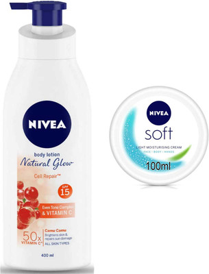 NIVEA Cell Repair 400ml lotion and Soft Cream 100ml Set of 2(500 ml)