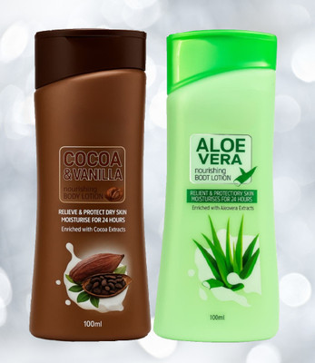 zempa ALOEVERA +Cocoa Butter Body Care Lotion - Pack of 2/R.T.C9I9(200 ml)