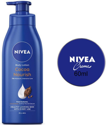 NIVEA Cream 60ml & Cocoa Nourish Body Lotion 400ml (Pack of 2)(460 ml)