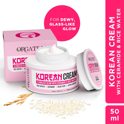 Orgatre Korean Glow Cream Glass Skin Brightening with Ceramide, Kojic Acid & Rice Water(50 g)