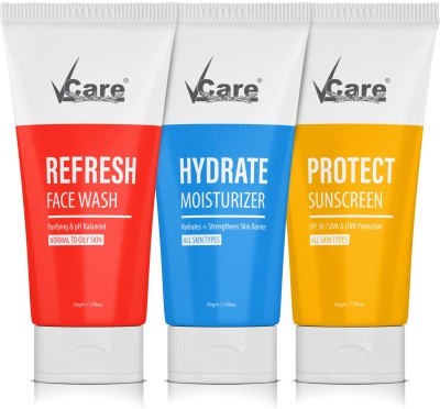 Vcare 3-In-1 Refresh Face Wash, Hydrate Moisturizer + SPF30 Protect Sunscreen(150 ml)