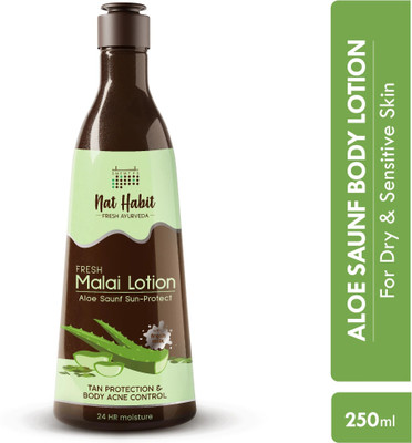 Nat Habit Malai BodyLotion for Women and Men with Aloe Vera and Saunf Moisturizer for Glow(250 ml)