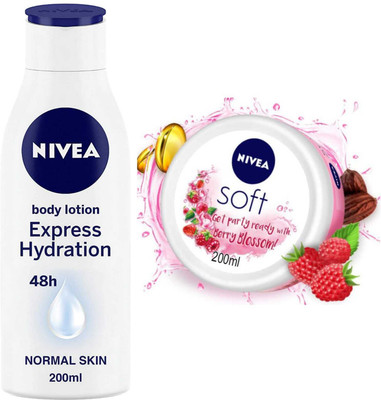 NIVEA Express Hydration 200ml and Berry Blossom cream set of 2pc(400 ml)