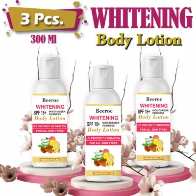 BEEROC Body Lotion Skin brightening & Whitening SPF 15+ Fairness Pack Of 3 (100 ml)(100 ml)