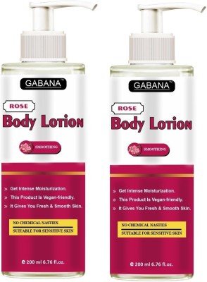 GABANA Rose Body Lotion/ Winter Moisturizer Normal to Dry skin (200ml) Pack of 2(400 ml)