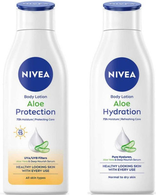 NIVEA Lotion 200ml - Aloe Protection & Aloe Hydration (Pack of 2)(400 ml)