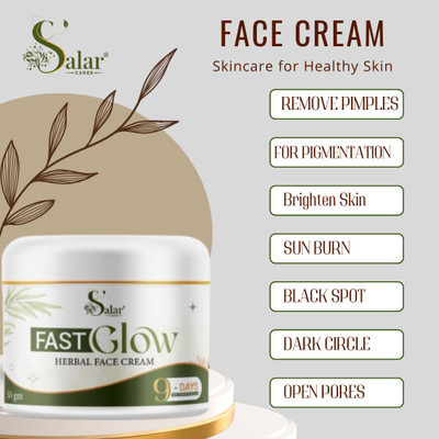 SALAR CARES FAST GLOW CREAM FOR,DARK CIRCLE,PIMPLES,OPENPORSE,GLOWING,BLACK SPOT,SUNTAN-BURN(50 g)