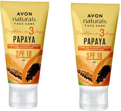 Avon Naturals Papaya Powdery Cream With SPF 18PA++ (50 Gram Each ) Total(100 g)