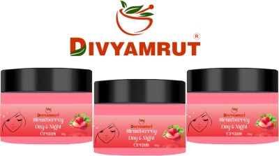 DIVYAMRUT Strawberry Skin Moisturizer Cream Reduce Dark Circle Clear Skin PACK OF 3(180 g)