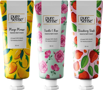 PureSense Vanilla+Mango and Strawberry Non Sticky Hand and Nail Cream(90 ml)